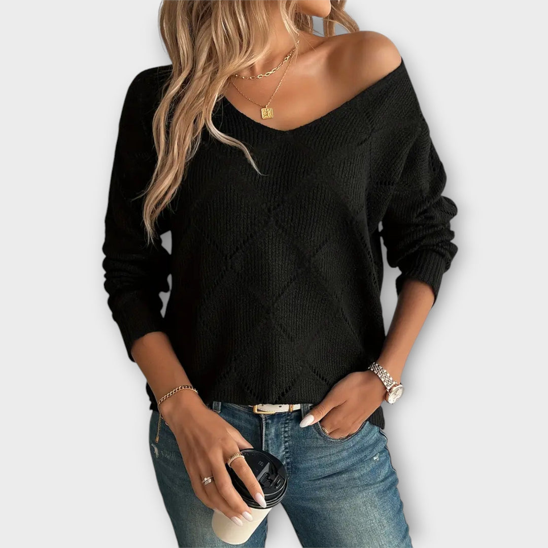 Evers - Jersey casual con diseño de rombos