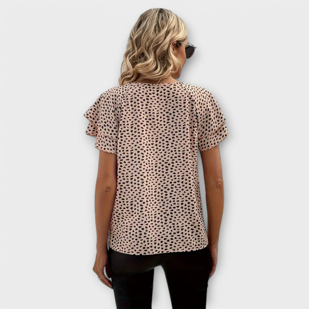 Emily - Blusa beige con estampado animal