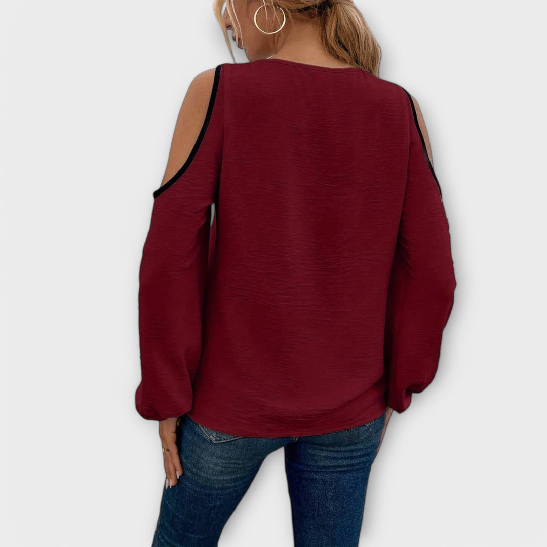 Scarlett - Blusa color crema con escote rectangular