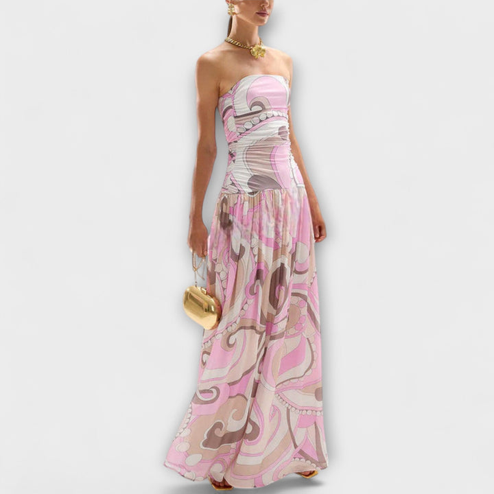 Tatum - Vestido maxi sin mangas en tonos pastel