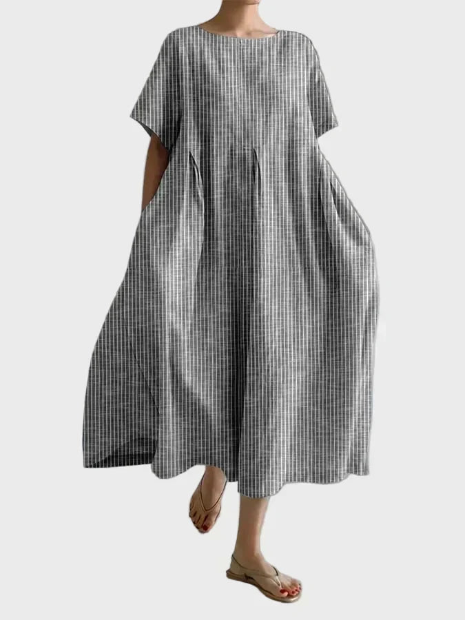 Vestido de lino a rayas rosa