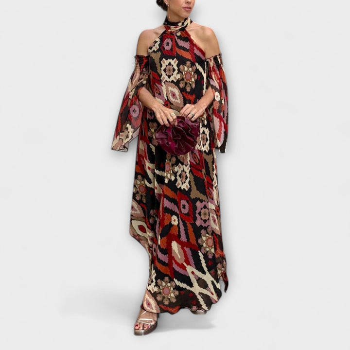 Monroe - Colorido vestido maxi boho con estampado étnico