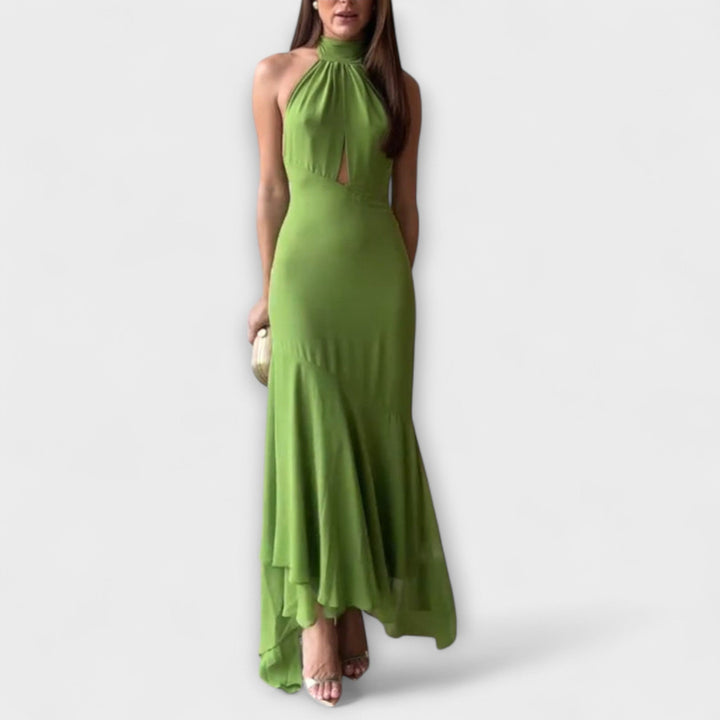 Elodie - Vestido maxi asimétrico en verde