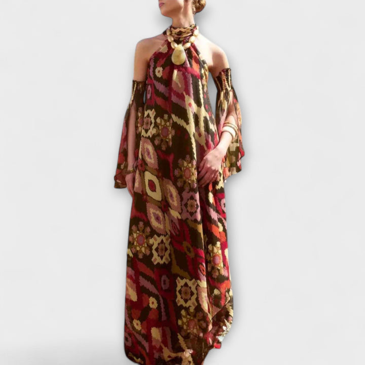 Monroe - Colorido vestido maxi boho con estampado étnico