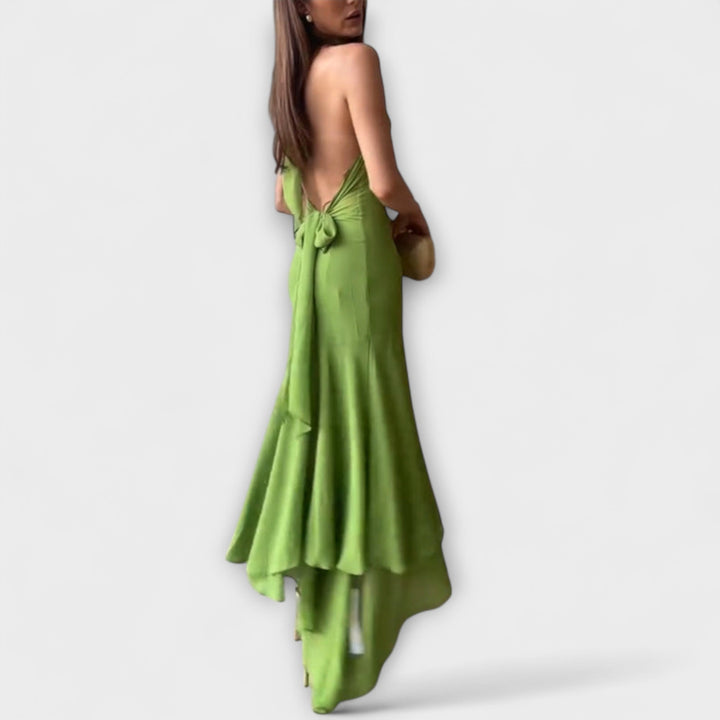 Elodie - Vestido maxi asimétrico en verde