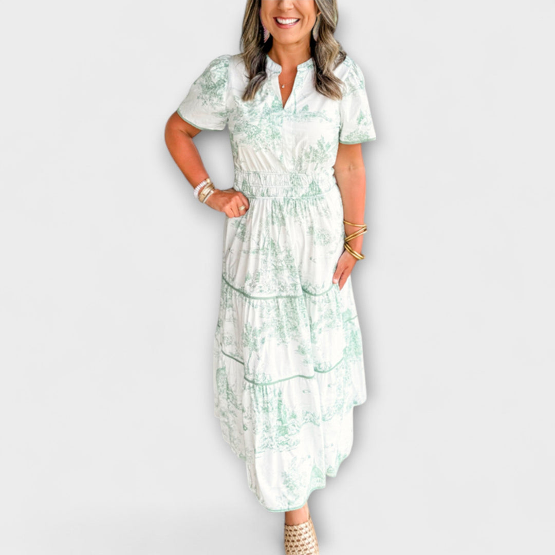 Eliza - Vestido maxi de toile color crema con encaje