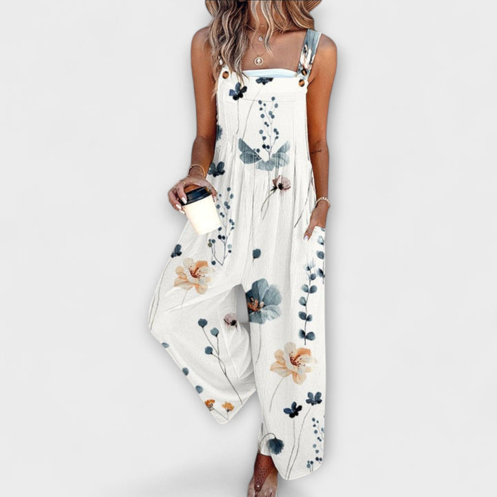 Apolline - Pantalón de tirantes blanco con estampado floral