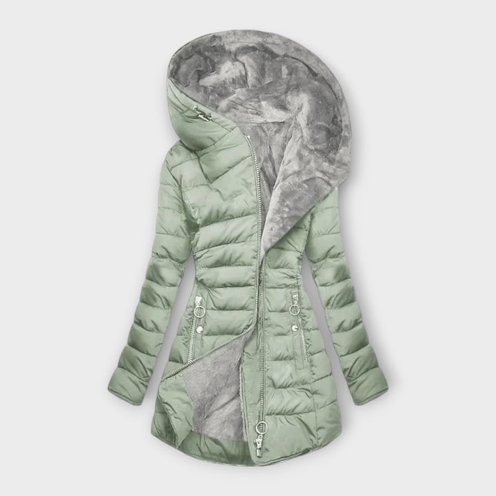 Kori - Abrigo acogedor verde menta con capucha