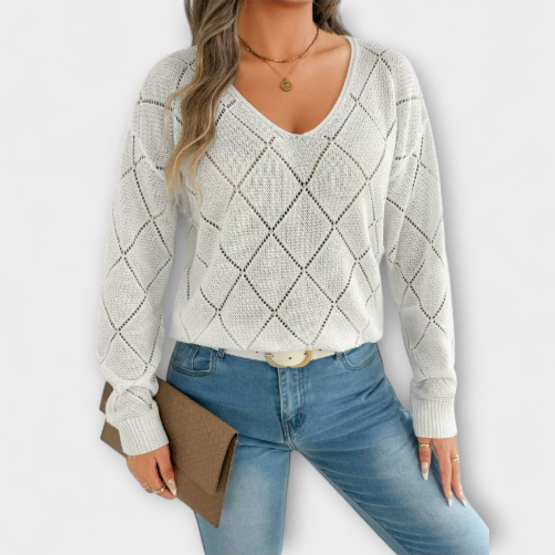 Evers - Jersey casual con diseño de rombos