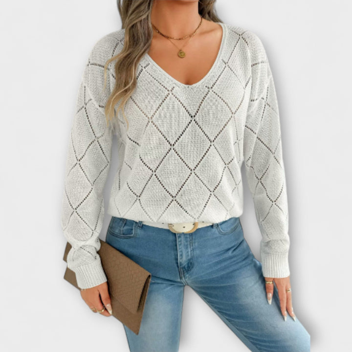 Evers - Jersey casual con diseño de rombos