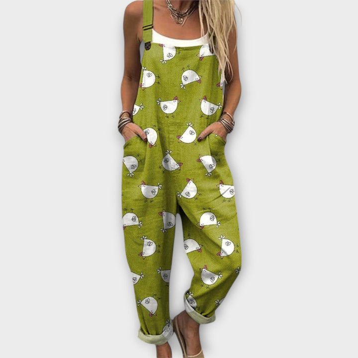 Aurelia - Mono verde con estampado de gallina