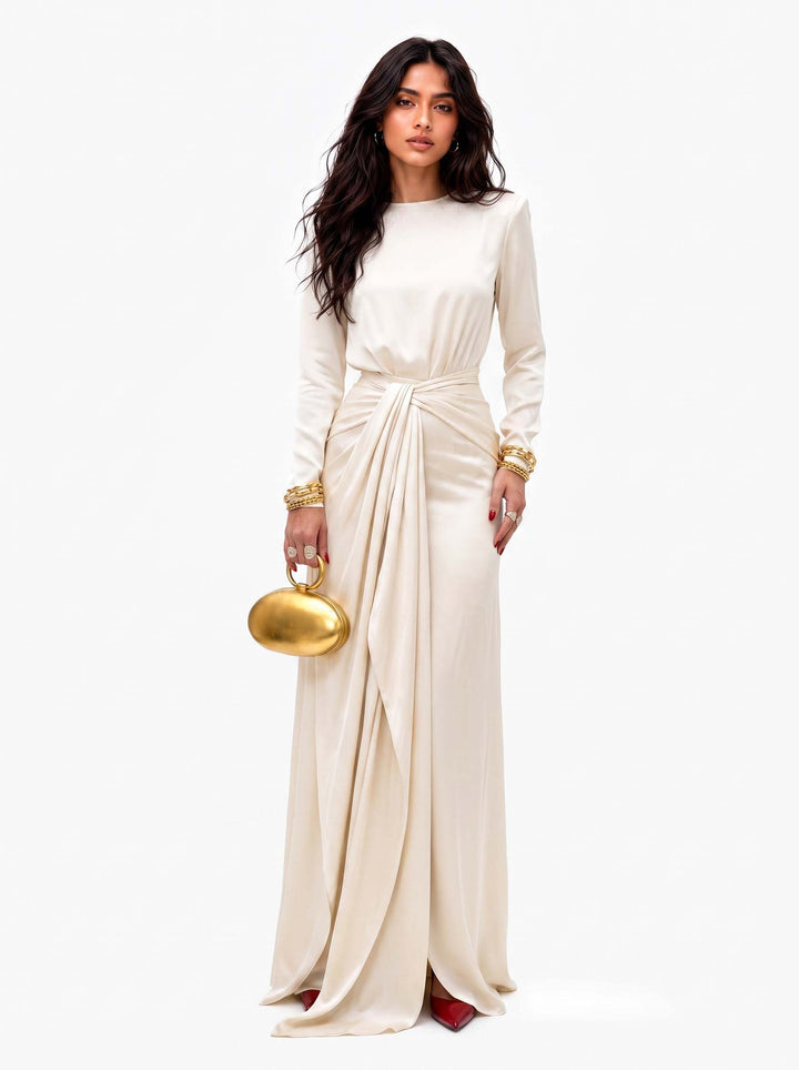 Carmen - Vestido maxi de satén drapeado