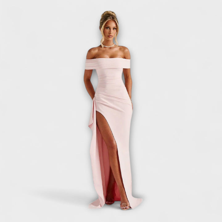 Gretchen - Vestido maxi rosa con abertura