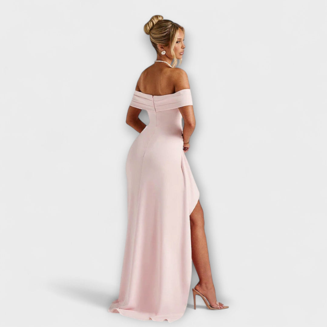 Gretchen - Vestido maxi rosa con abertura