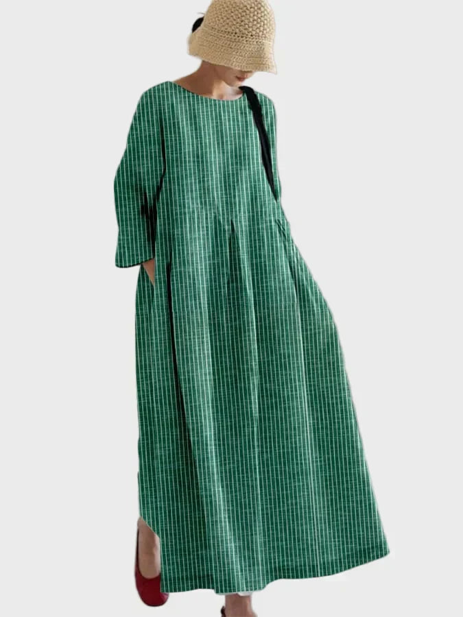 Vestido de lino a rayas para el rostro