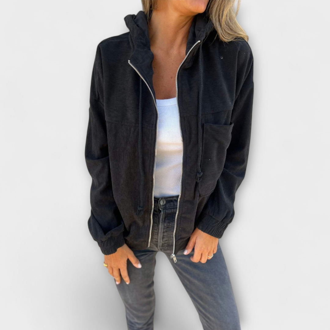 Ella - Chaqueta blanca con capucha y cremallera