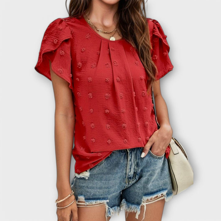 Charlotte - Blusa de lunares burdeos