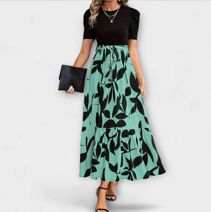 Luna - Vestido de verano color crema con estampado de flores