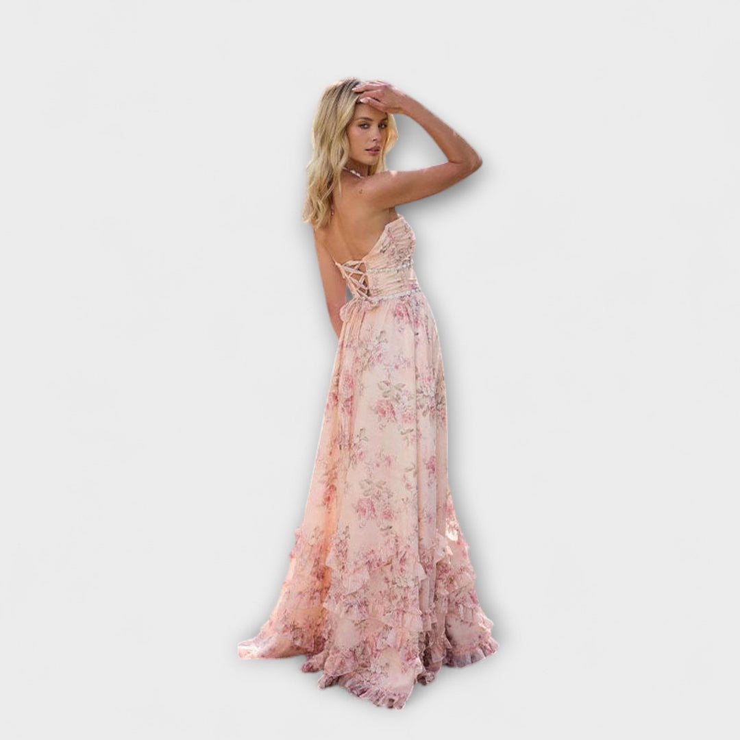 Luzie - Vestido largo fluido en rosa