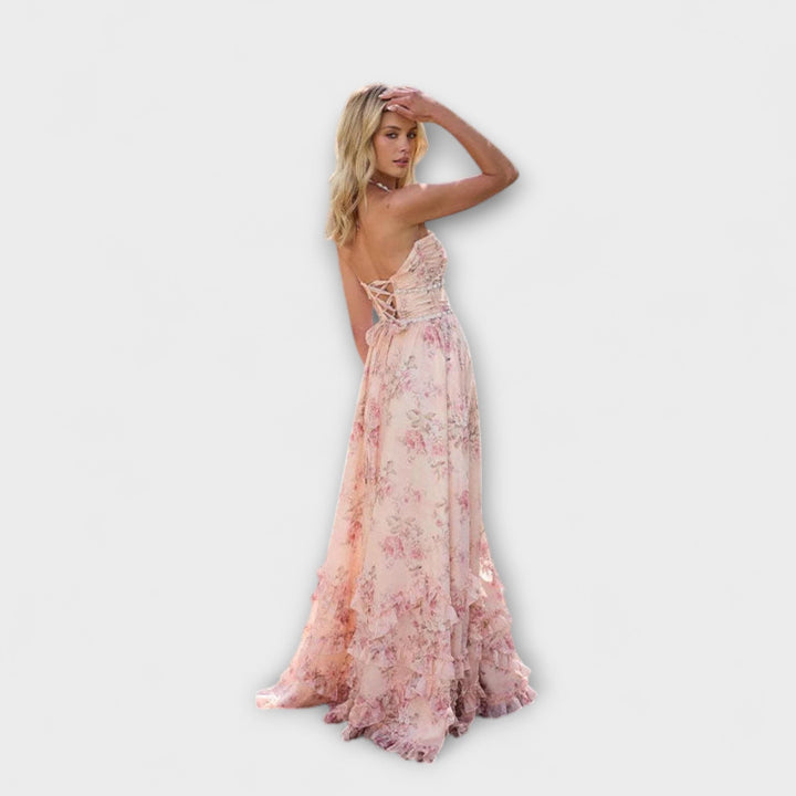 Luzie - Vestido largo fluido en rosa