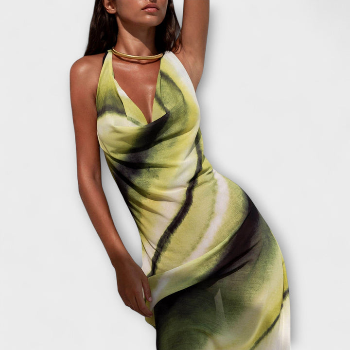 Vestido Maxi Clásico - Tie-Dye en Verde