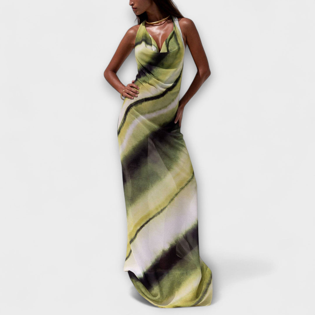 Vestido Maxi Clásico - Tie-Dye en Verde