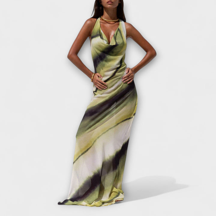 Vestido Maxi Clásico - Tie-Dye en Verde