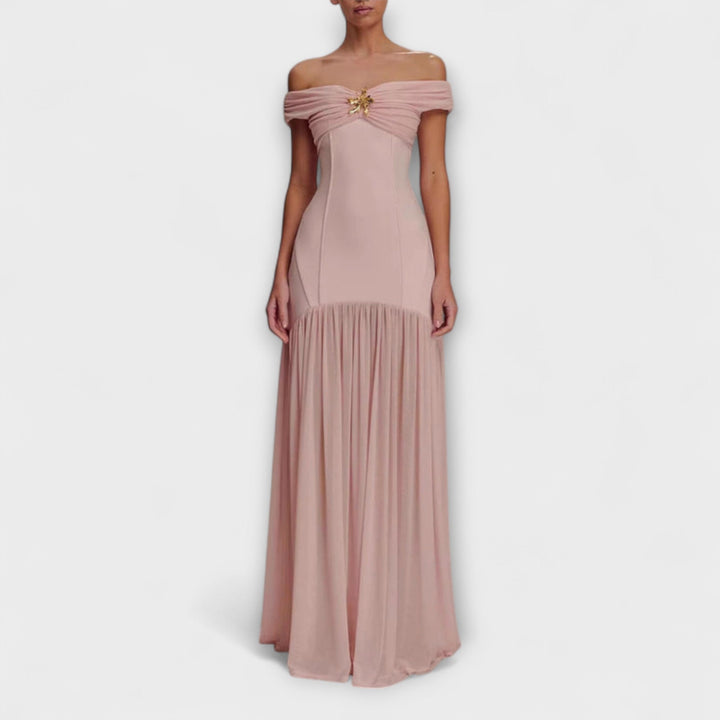 Maelie - Vestido maxikleid bodycon sin tirantes en rosa