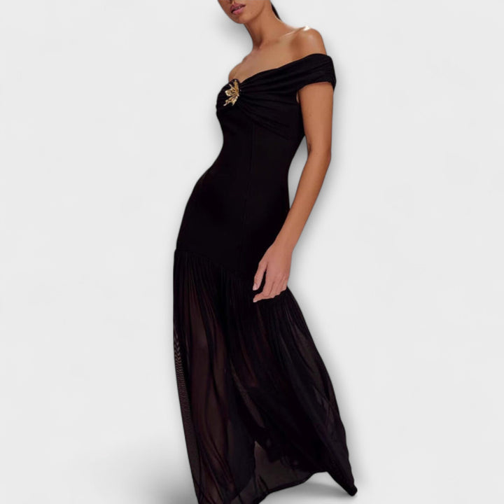 Maelie - Vestido maxikleid bodycon sin tirantes en rosa