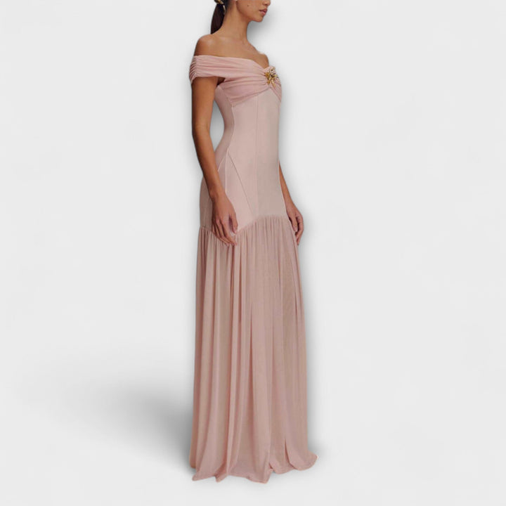 Maelie - Vestido maxikleid bodycon sin tirantes en rosa