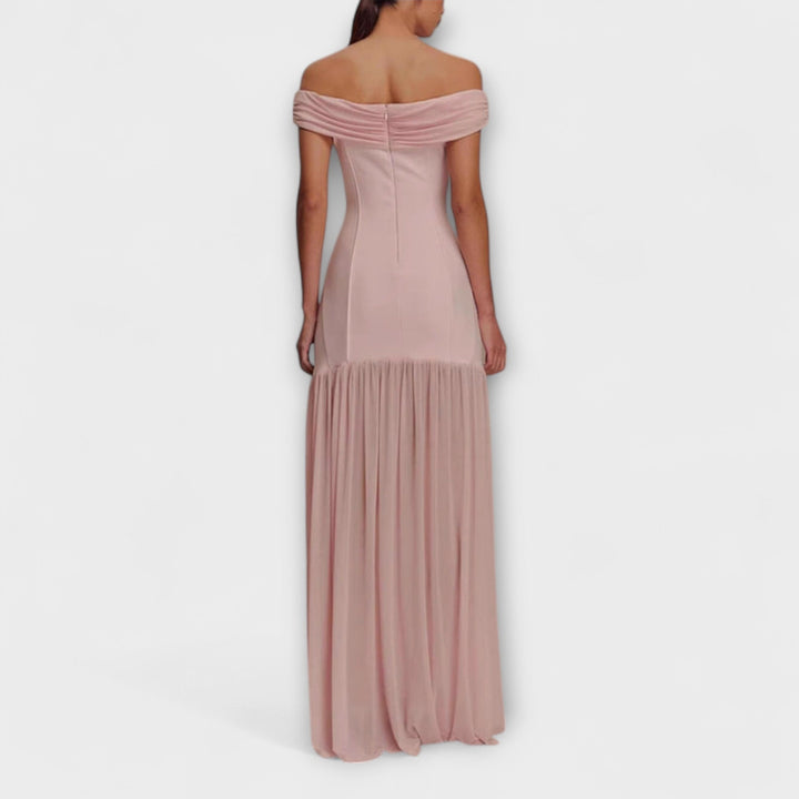 Maelie - Vestido maxikleid bodycon sin tirantes en rosa