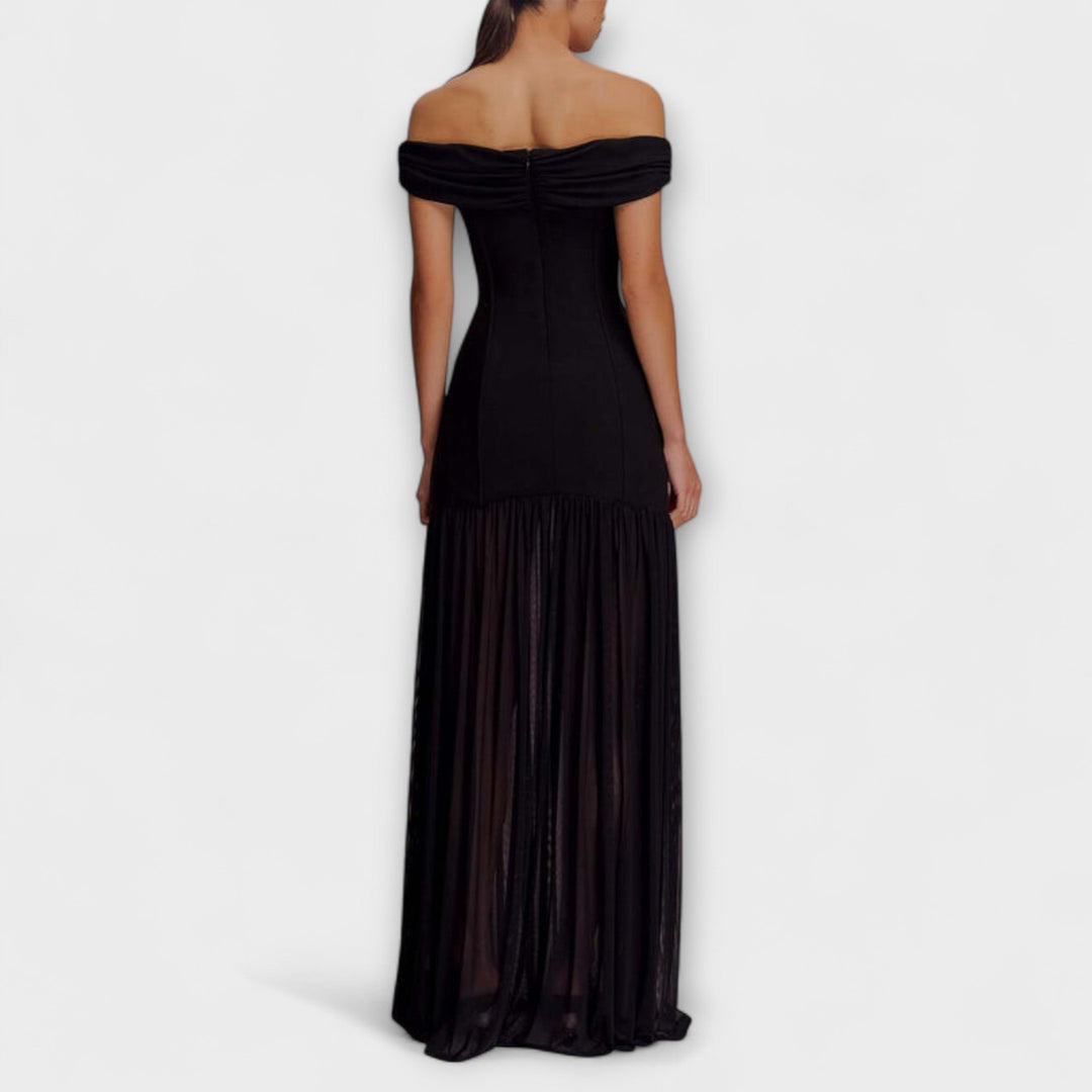 Maelie - Vestido maxikleid bodycon sin tirantes en rosa