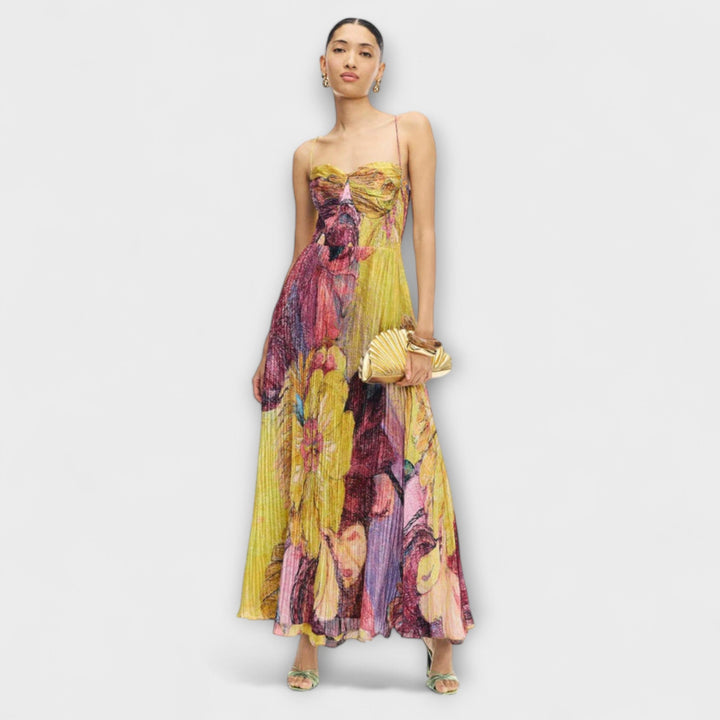 Kiara - Vestido maxí colorido con estampado ikat