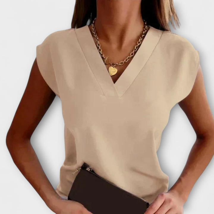 Melanie - Blusa de verano beige con mangas sueltas