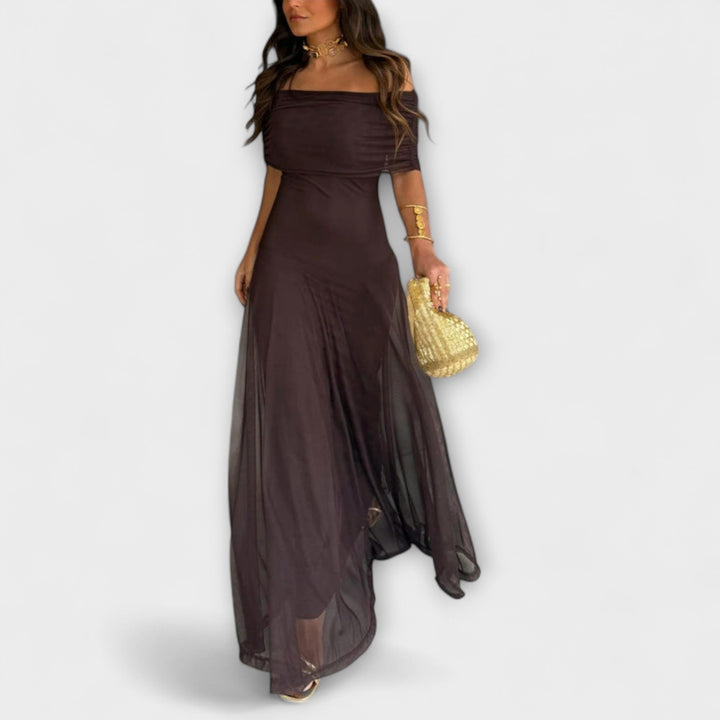 Meadow - Vestido maxi de malla de un hombro
