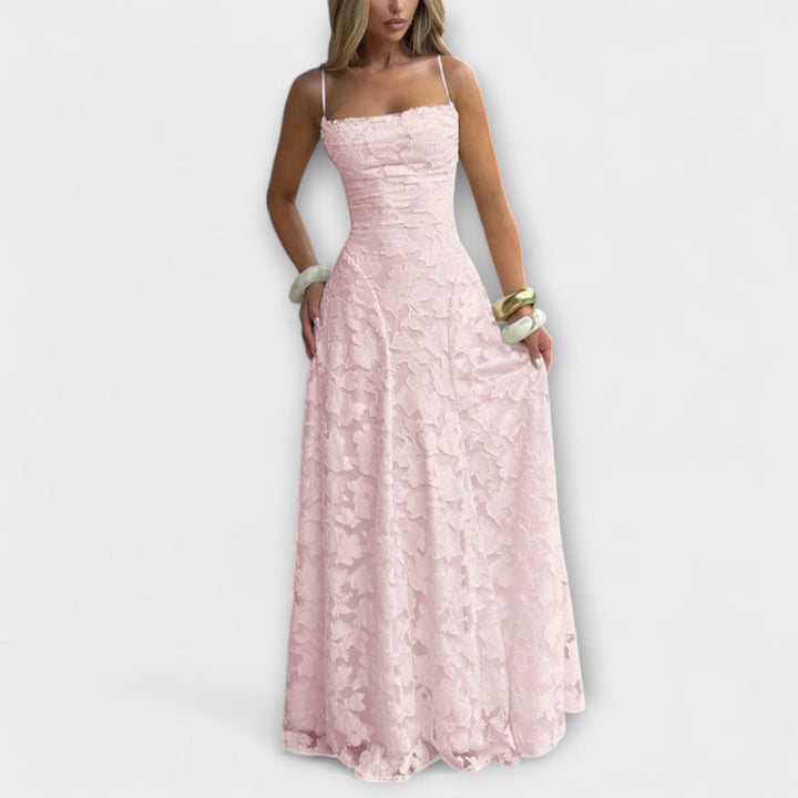 Emberly - Vestido Maxí de Jacquard Blanco