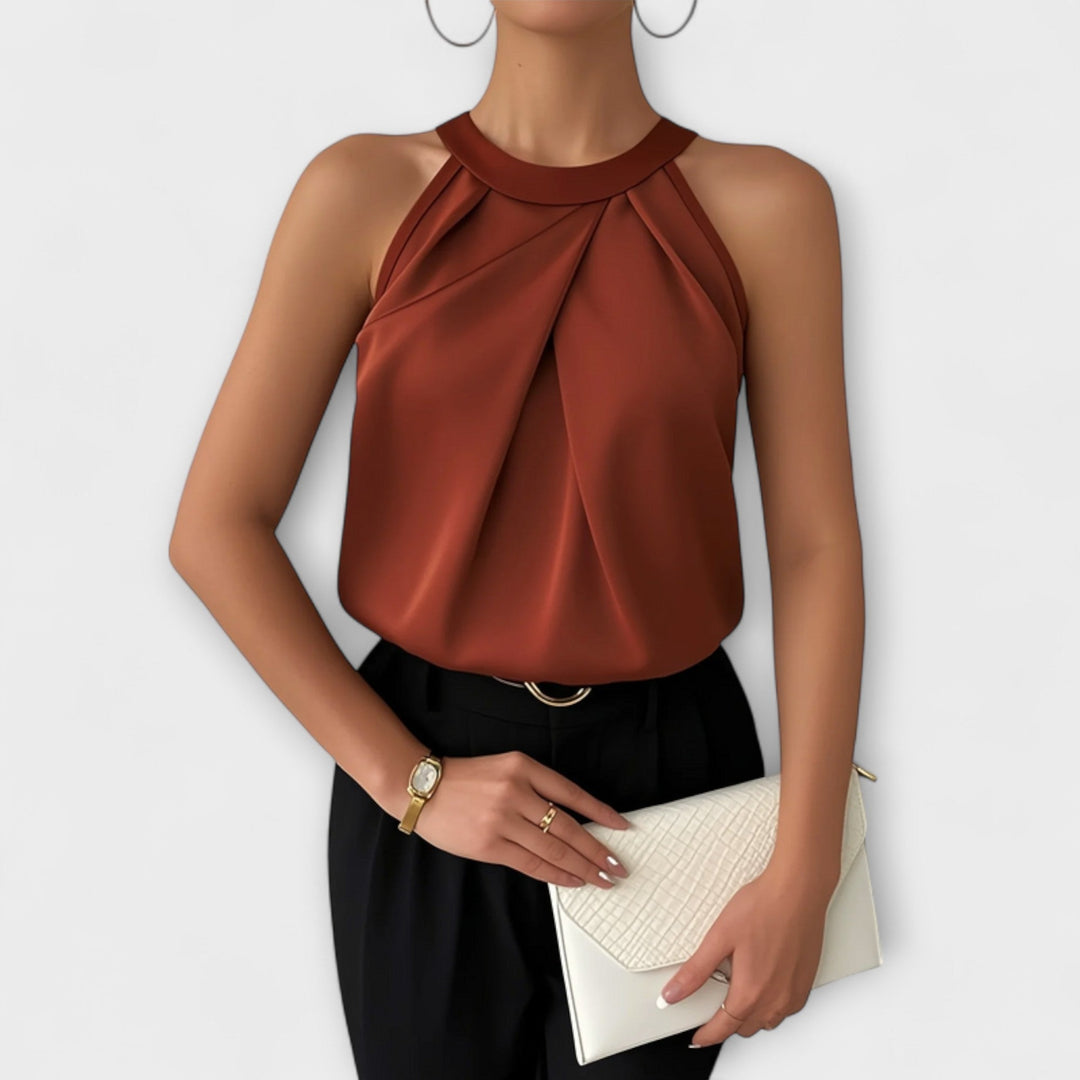 Skye - Top off-shoulder en color champán