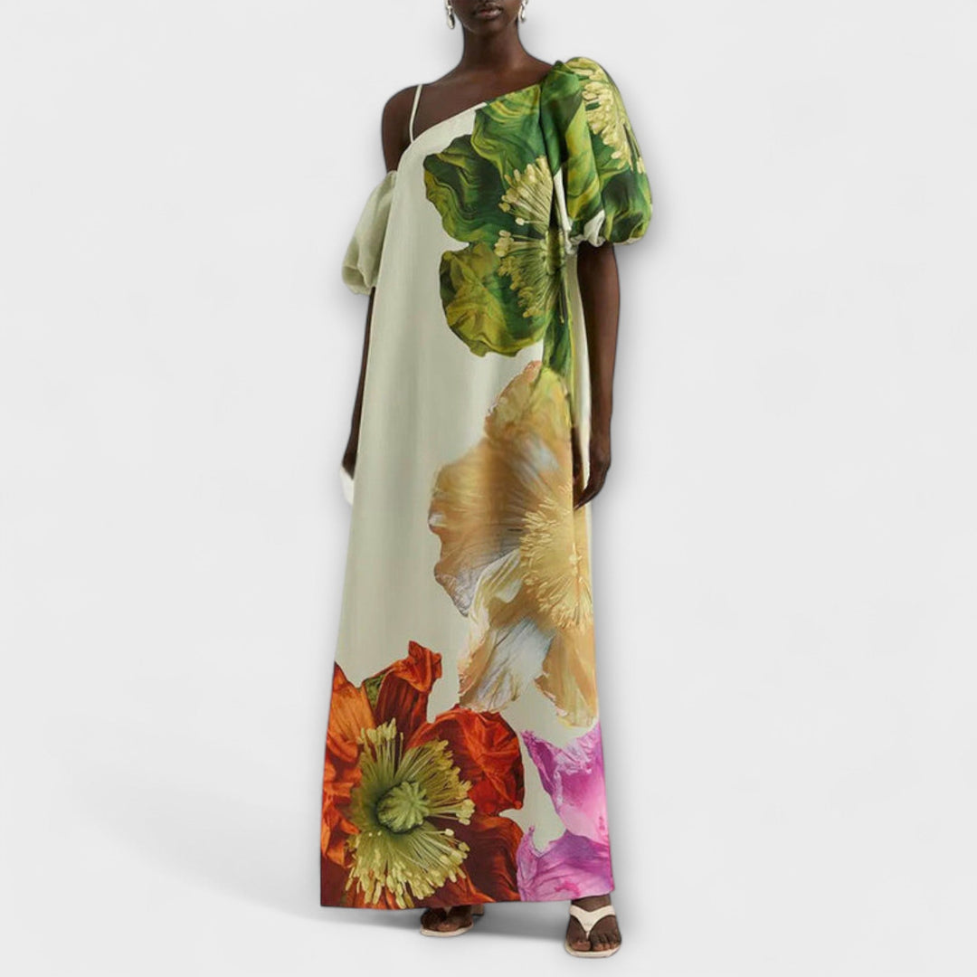 Skylar - Vestido maxi con estampado floral y mangas abullonadas