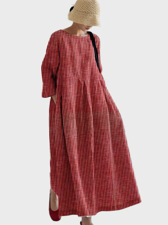 Vestido de lino a rayas para el rostro