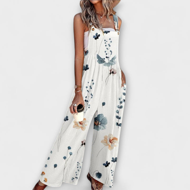 Apolline - Pantalón de tirantes blanco con estampado floral