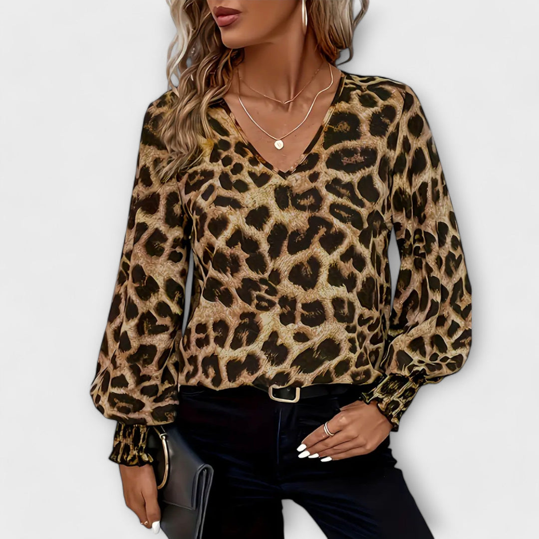 Sara - Blusa elegante con estampado de leopardo