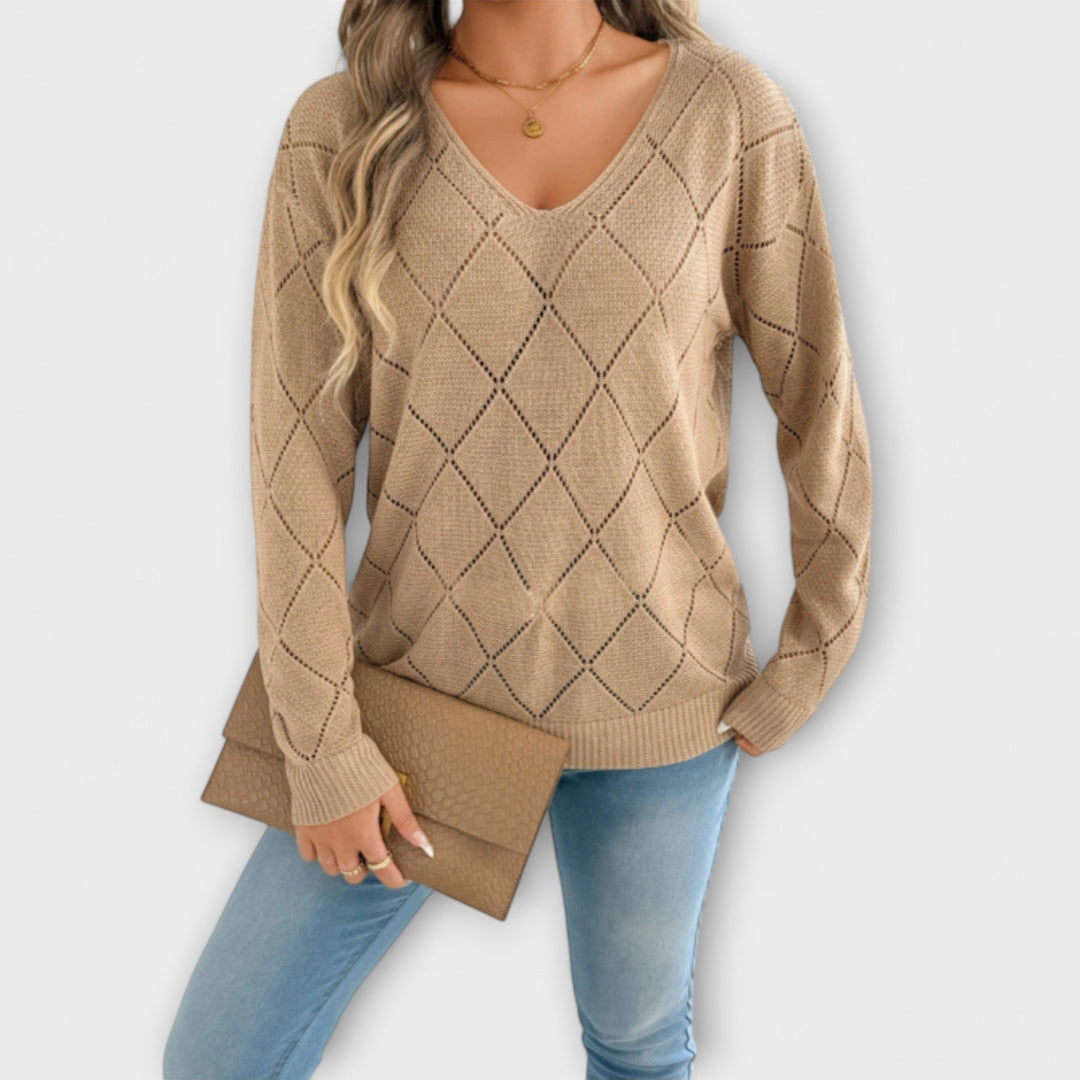 Evers - Jersey casual con diseño de rombos