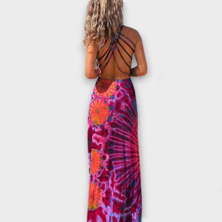 Ronja - Vestido Maxi Tie-Dye en tonos Rosa y Azul