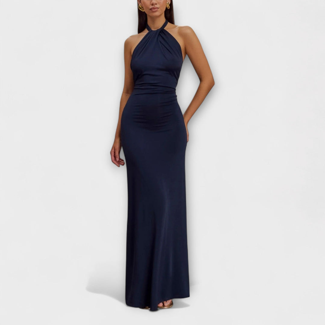 Lagune - Vestido Maxi Halter en Verde Salvia