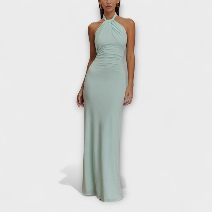 Lagune - Vestido Maxi Halter en Verde Salvia