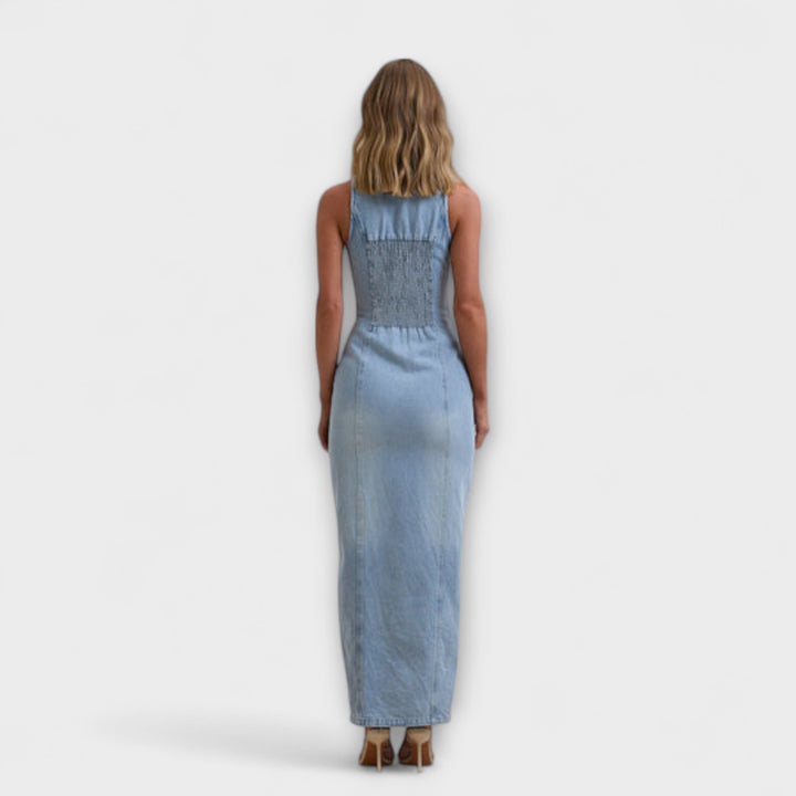 Lacey - Vestido Maxí de Denim Azul