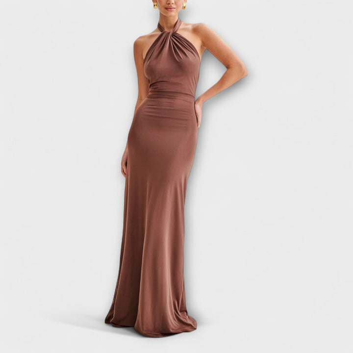 Lagune - Vestido Maxi Halter en Verde Salvia