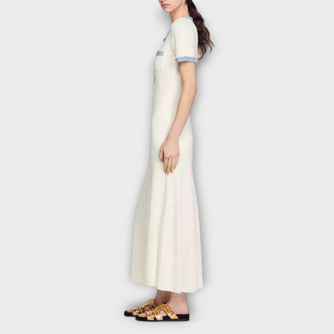 Alecia - Vestido maxi blanco con diseño estructurado