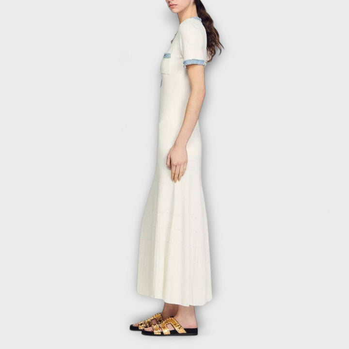 Alecia - Vestido maxi blanco con diseño estructurado
