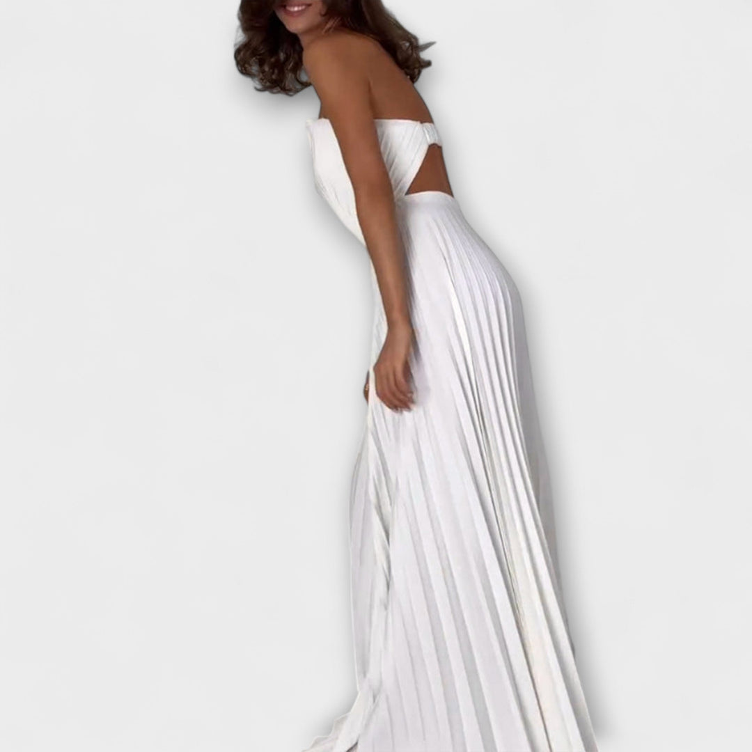 Athena - Vestido plisado en color crema